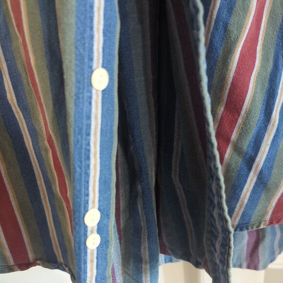 Vintage Hunt Club Long Sleeve Button Up Shirt Men's L (16-16.5) Vertical Stripes - Picture 7 of 13